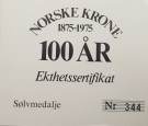 Norske krone 100 år 1875-1975 i sølv thumbnail