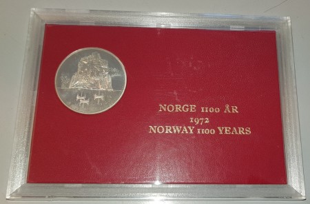 Norge 1100 år 1972 i sølv. 45 mm