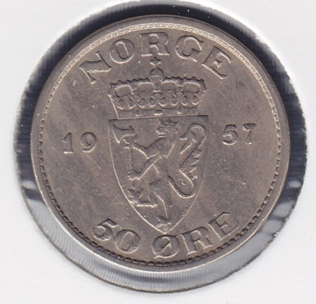 50 øre 1957 kv. 1