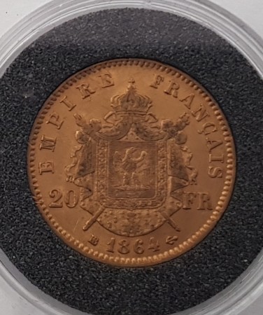 Frankrike: 20 francs 1864 kv. 1