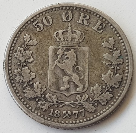 50 øre 1877 kv. 1 (nr. 1)