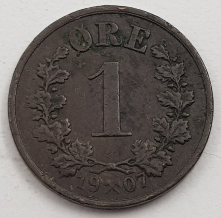 1 øre 1907 kv. 1/1+