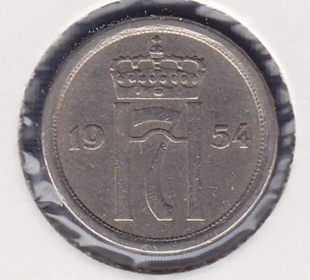 25 øre 1954 kv. 1