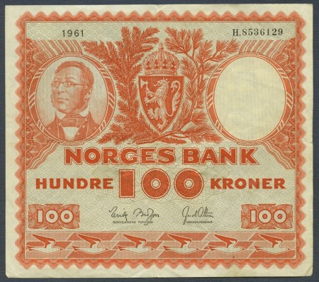 100 kr 1961 H.8536129 kv. 1/1-