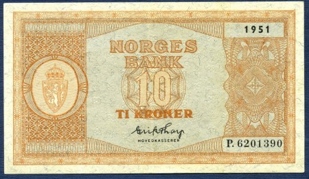 10 kr 1951 P.6201390 kv. 1+/01