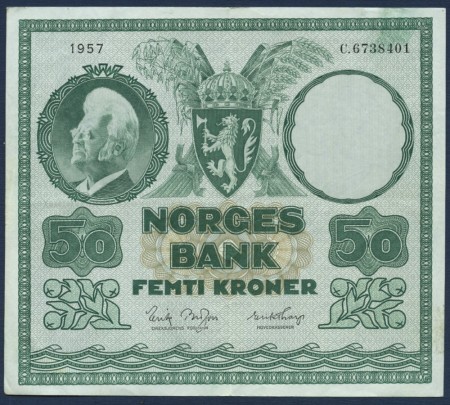 50 kr 1957 C.6738401 kv. 1+