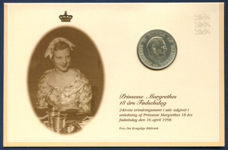 2 kr 1958 - Prinsesse Margrethes 18-års fødselsdag