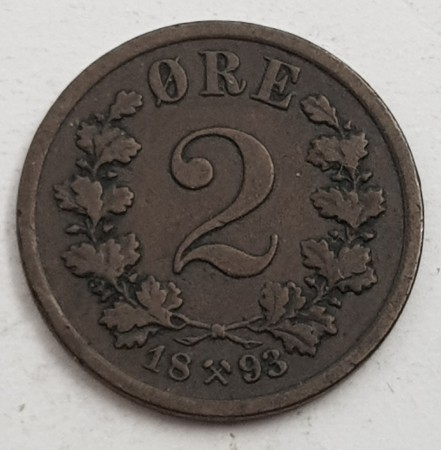 2 øre 1893 kv. 1