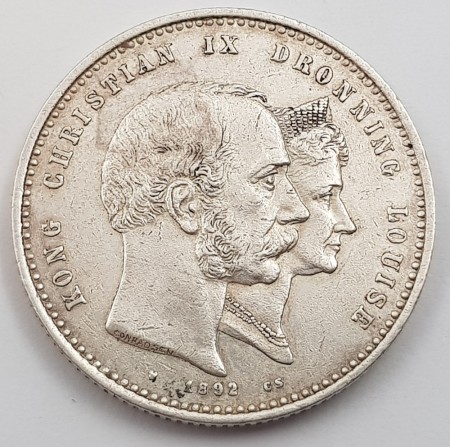 Danmark: 2 kr 1892 kv. 1/1+