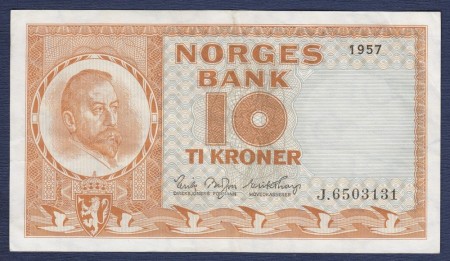 10 kr 1957 J.6503131 kv. 1/1+