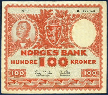 100 kr 1960 H.0477343 kv. 1/1-