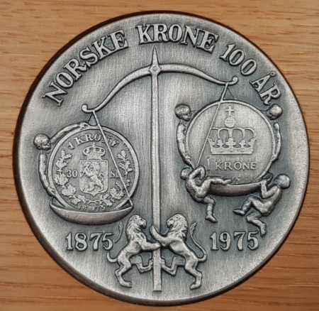 Norske krone 100 år 1875-1975 i sølv
