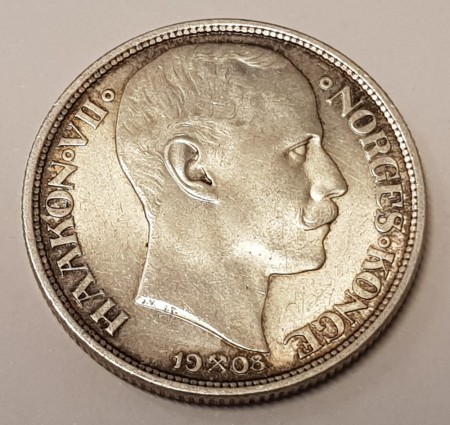 1 kr 1908 u/plate kv. 1+